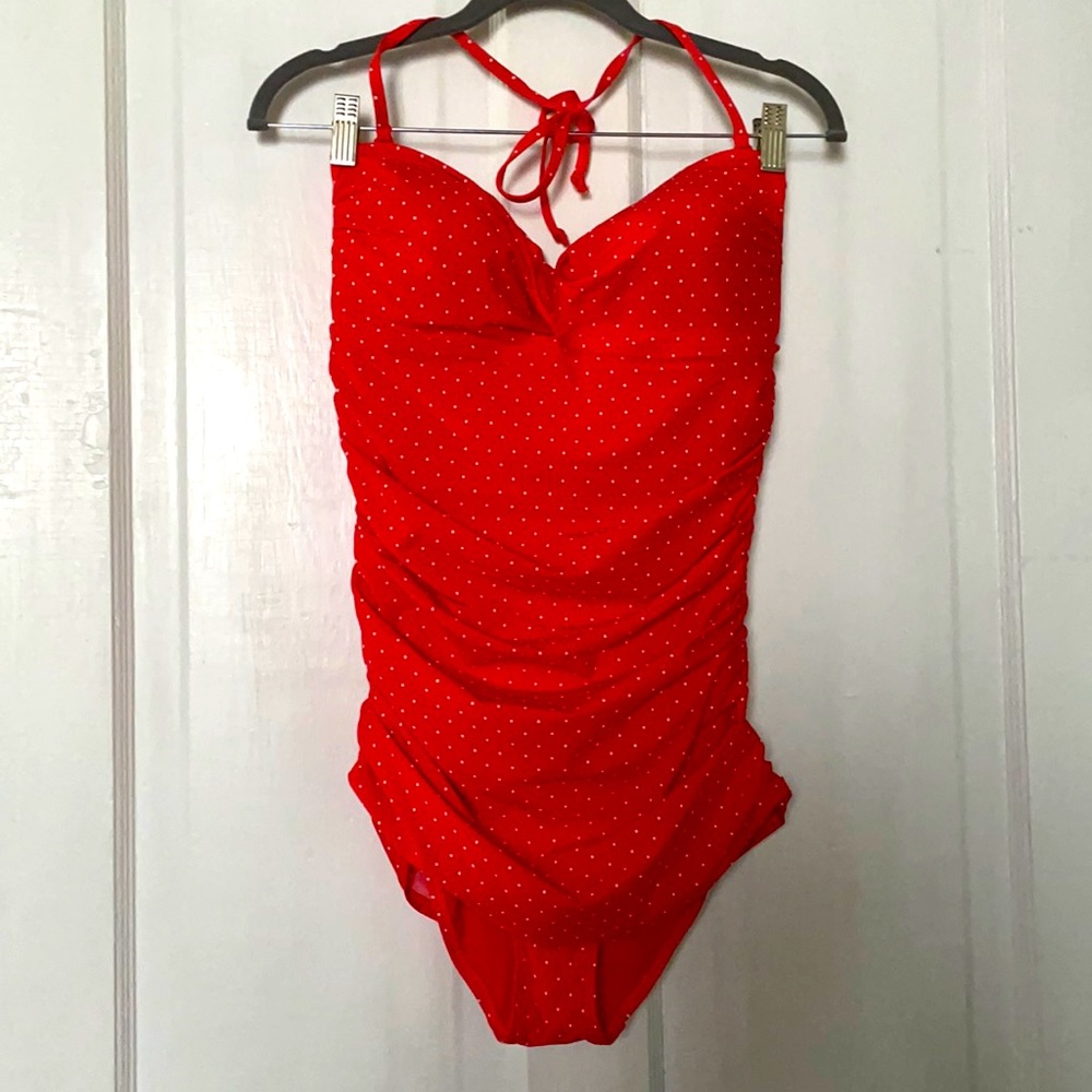 Red/orange Polka Dot One-Piece Swimsuit